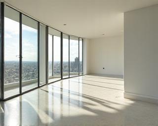Sparkling clean empty apartment floor and windows